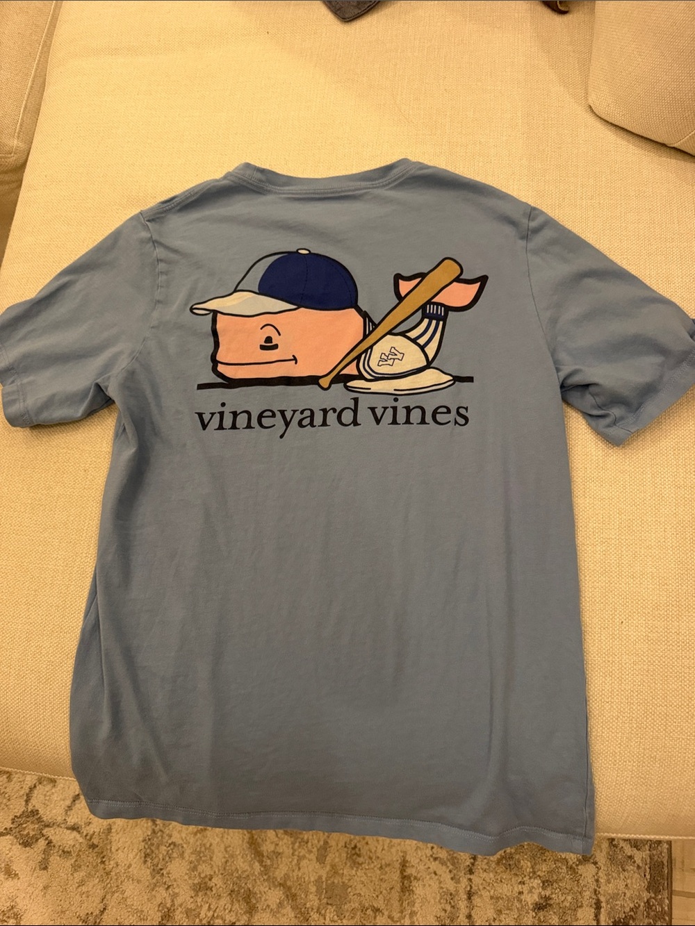 Vineyard Vines Boys Short Sleeve Pocket Tee in Light Blue with Whale Logo size L